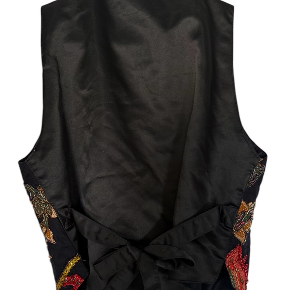 Raja Collection Handmade Vintage Embroidered Floral Vest with Sequins SzS - Picture 3 of 14